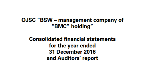 Consolidated financial statements 
for the year ended 
31 December 2016 
and Independent Auditors’ report