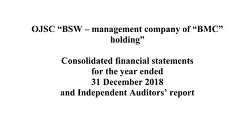 Consolidated financial statements for the year ended 31 December 2018 and Independent Auditors’ report